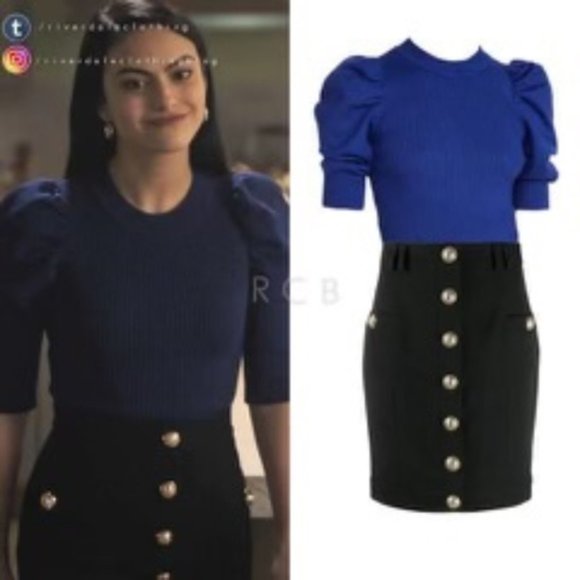 SOLD Balmain Button Heavy Wool Skirt from Riverdale Wardrobe - Picture 2 of 10